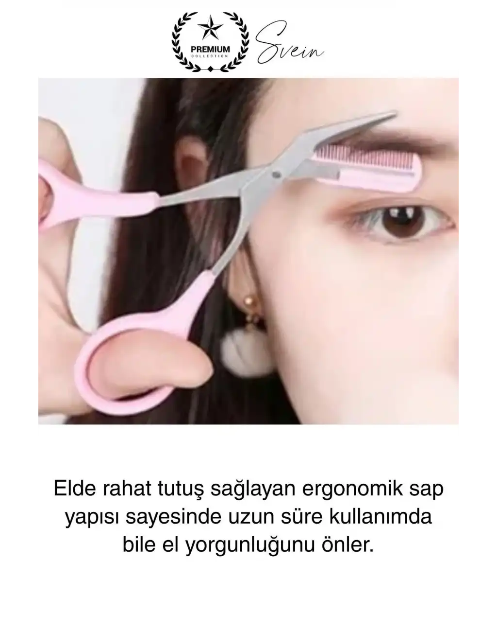 Premium Kadın Kaş Kesme Makası Düzeltici Epilasyon Bakım Taraklı Kolay Şekillendirici Şık Görünüm