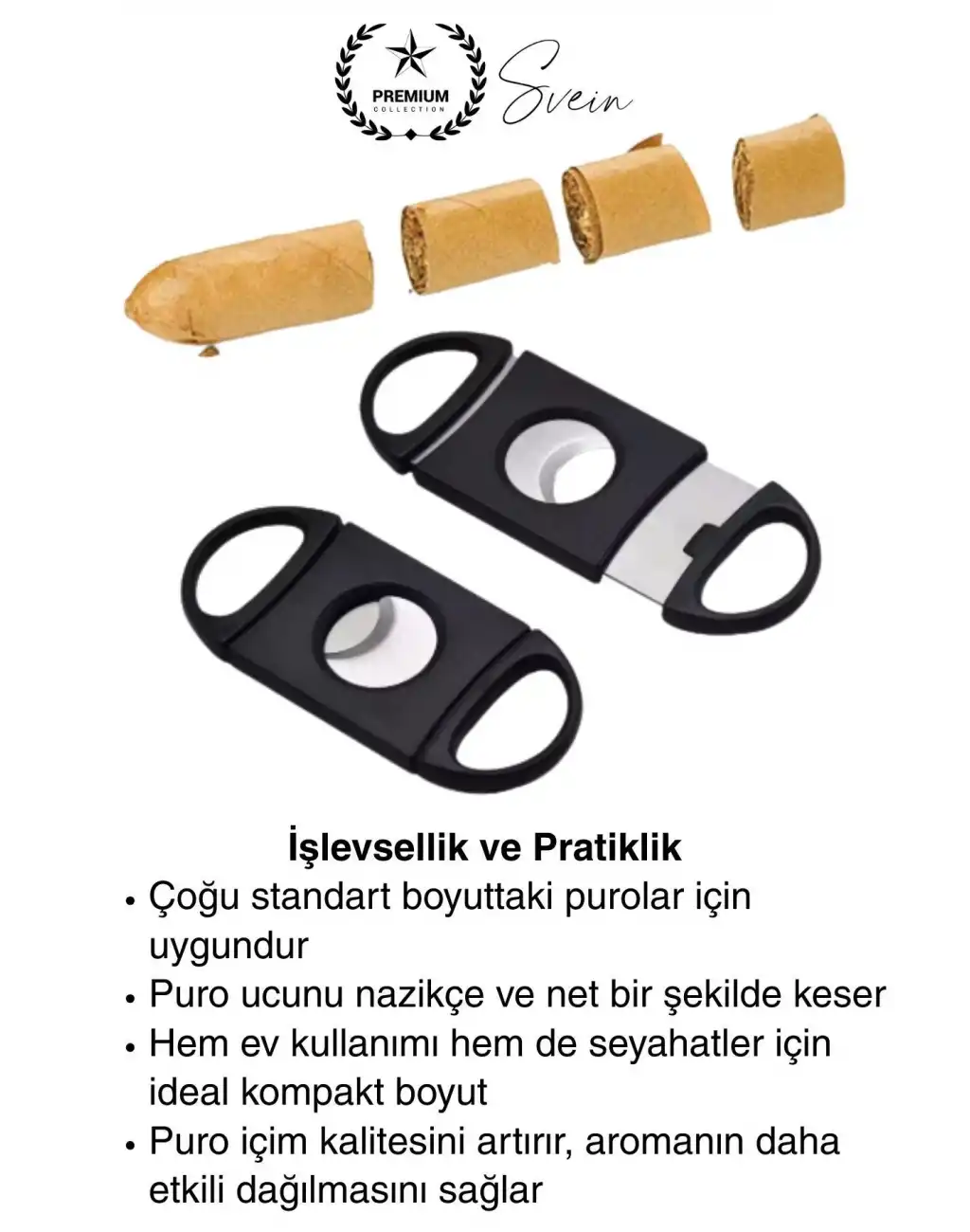 Deluxe Puro Kesme Makası Giyotini Cigaretta Paslanmaz Çift Bıçak Keskin Çelik Sağlam Çift Kesim