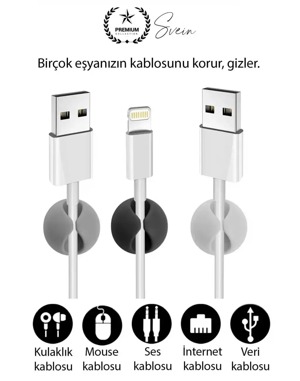 20li İz Bırakmaz Siyah Beyaz Kablo Sabitleme Klipsi Çalışma Masası Düzenleyici Ev Oda Ofis Pratik