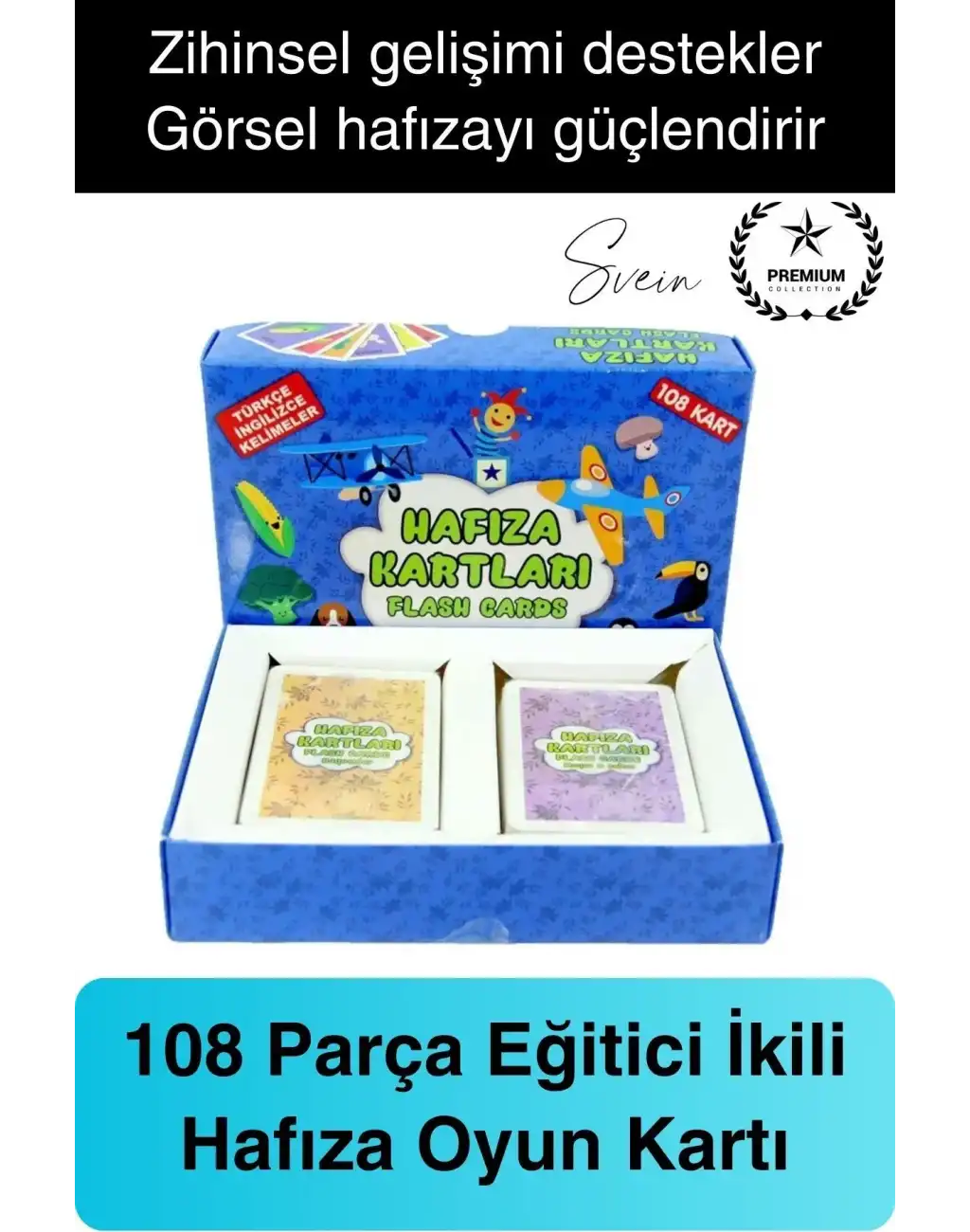 İkili Hafıza Kartları Çocuk Eğitici Eşleştirme Oyun Seti Zeka Gelişim Algı Dikkat Oyunu 108 Kart