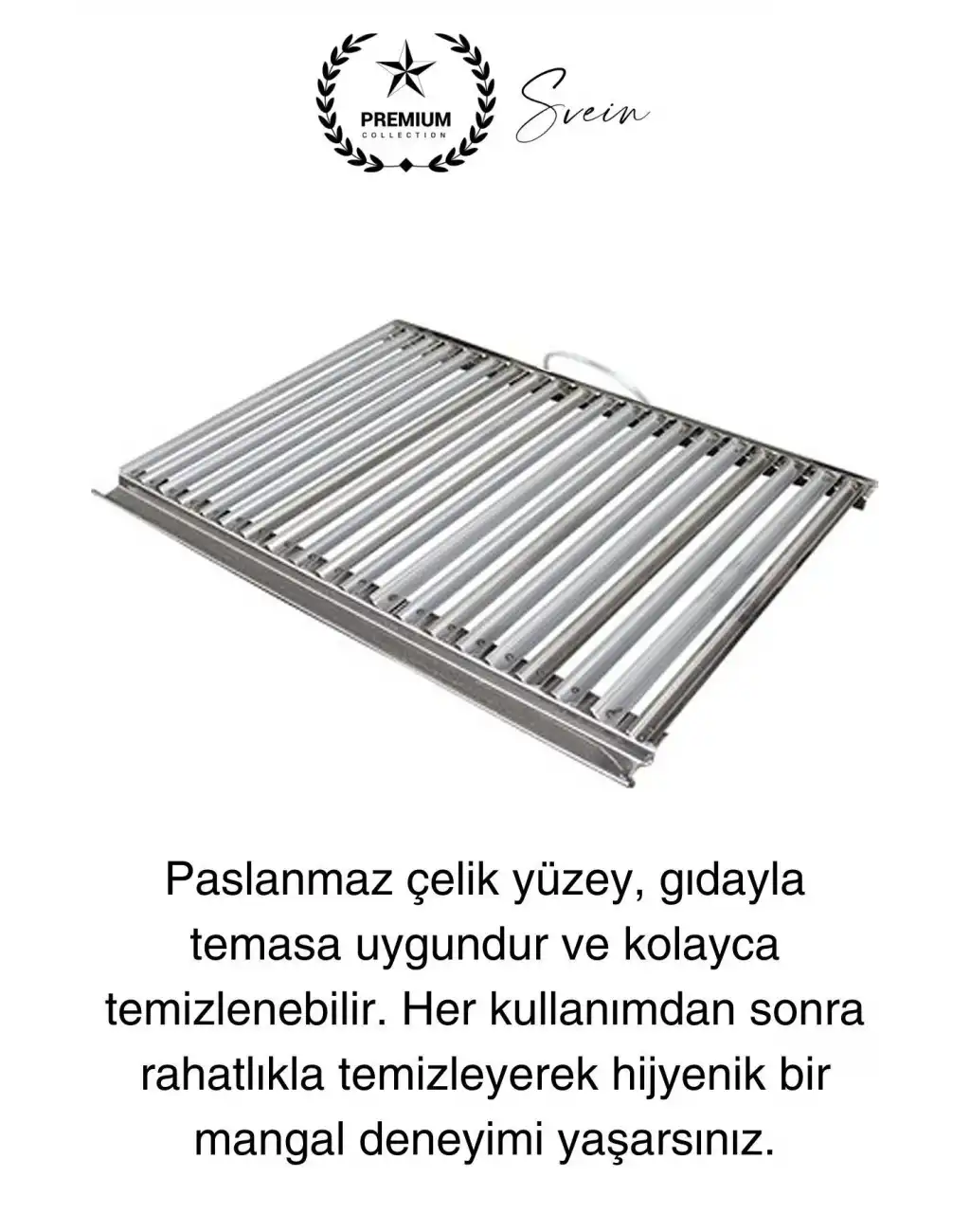 Premium 50 x 30 cm Paslanmaz Çelik 0,8 Kalın Oluklu Izgara Mangal Piknik Kamp Et Balık Kebap Pişirme