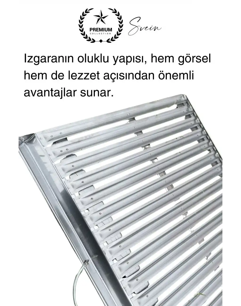 Premium 60 x 35 cm Paslanmaz Çelik 0,8 Kalın Oluklu Izgara Mangal Piknik Kamp Et Balık Kebap Pişirme