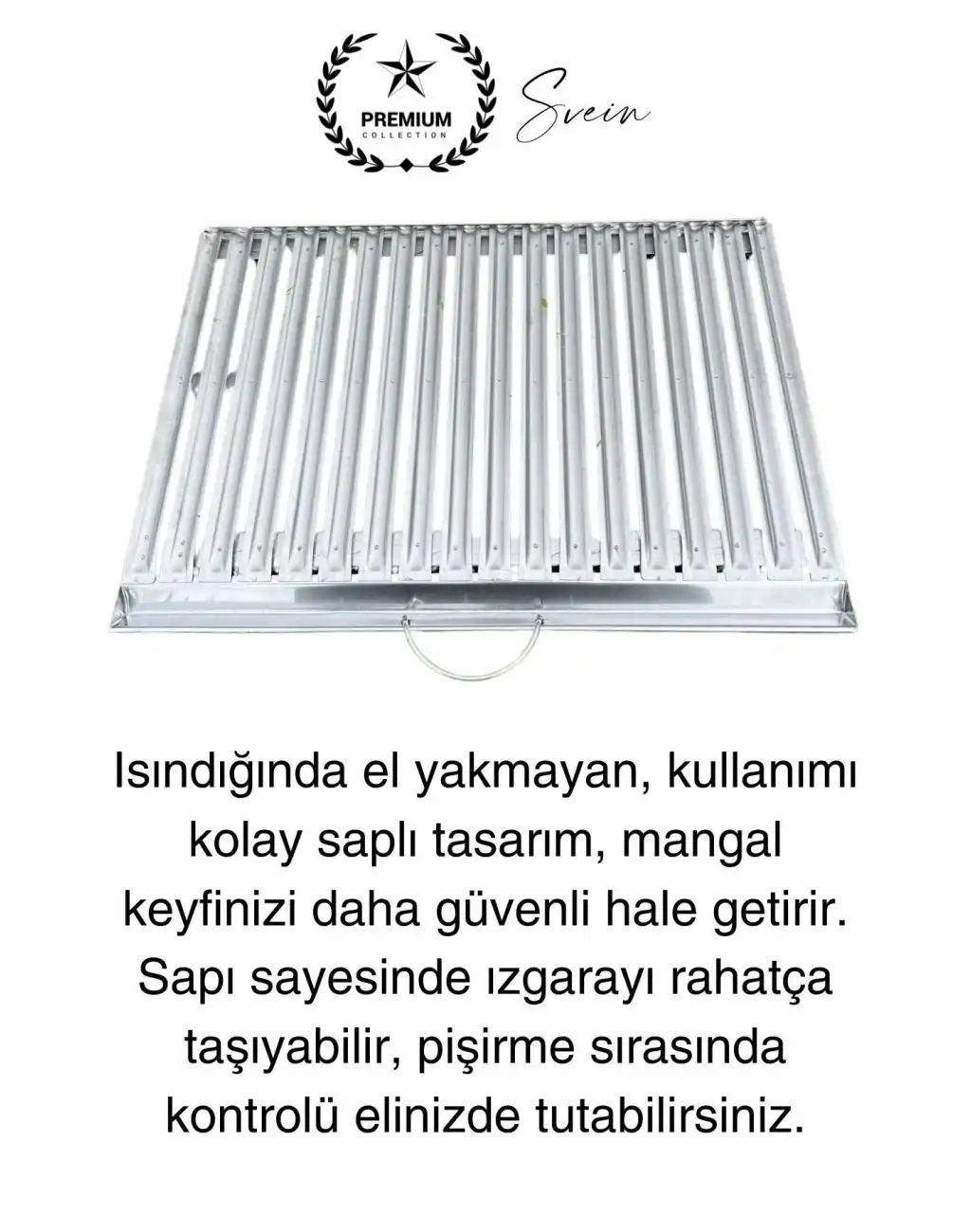 Premium 70 x 35 cm Paslanmaz Çelik 0,8 Kalın Oluklu Izgara Mangal Piknik Kamp Et Balık Kebap Pişirme