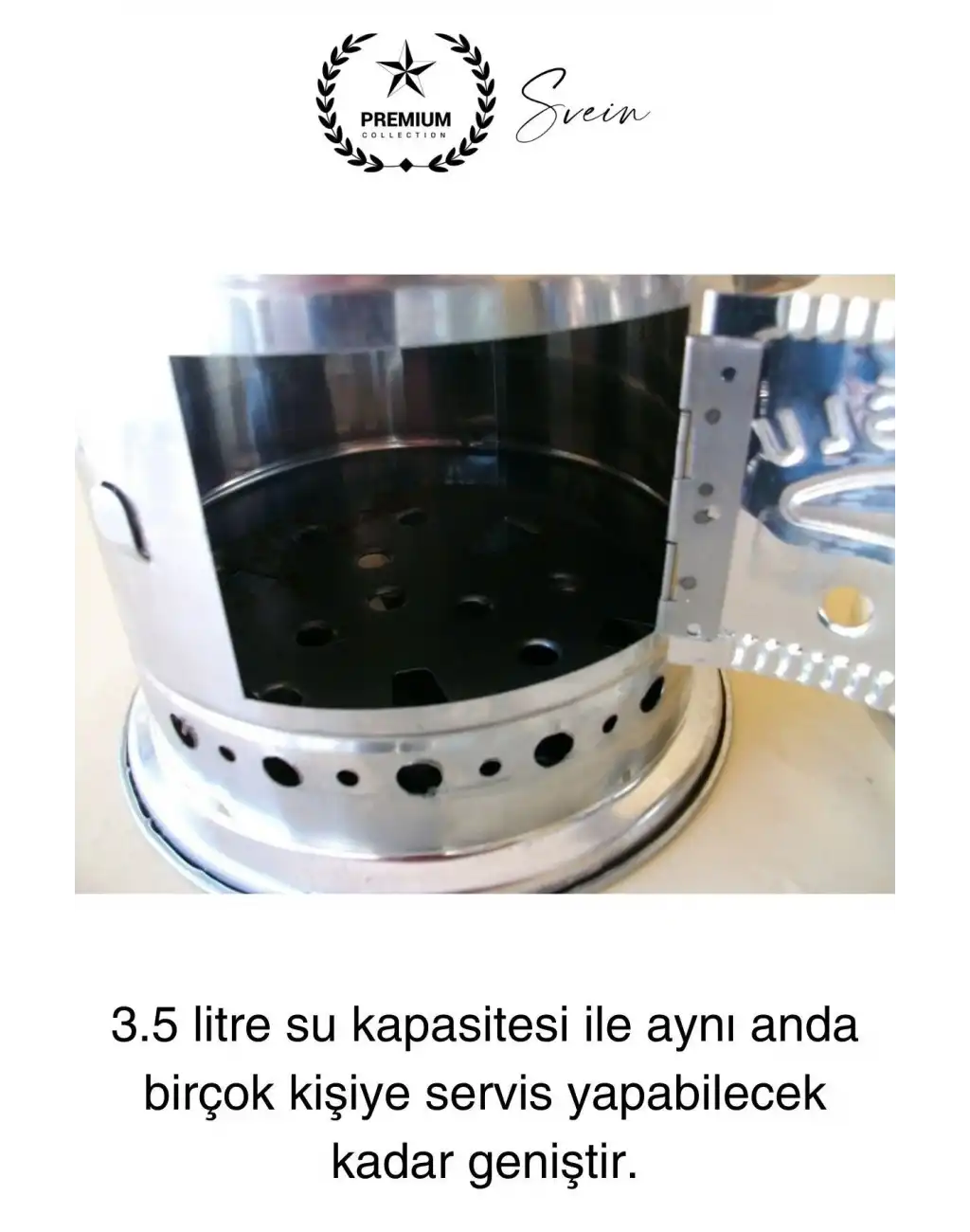 Premium Çift Musluklu 3.5 lt Kömürlü Kamp Piknik İçin Çok Amaçlı Odunlu Çay Semaveri Paslanmaz Çelik