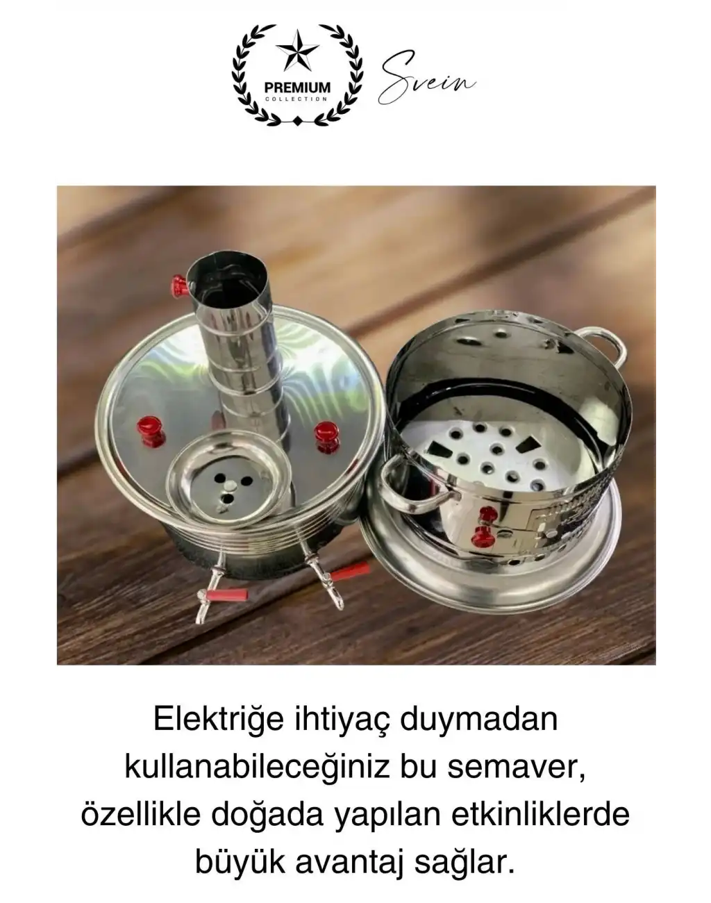 Premium Tek Musluklu 10 lt Kömürlü Kamp Piknik İçin Çok Amaçlı Odunlu Çay Semaveri Paslanmaz Çelik