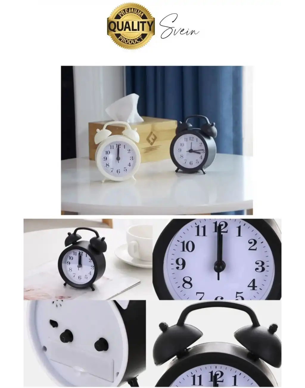 Sessiz Çalışan Yüksek Sesli Alarmlı Retro Tasarım Analog Masaüstü Çanlı Mini Çalar Saat Başucu 11 cm