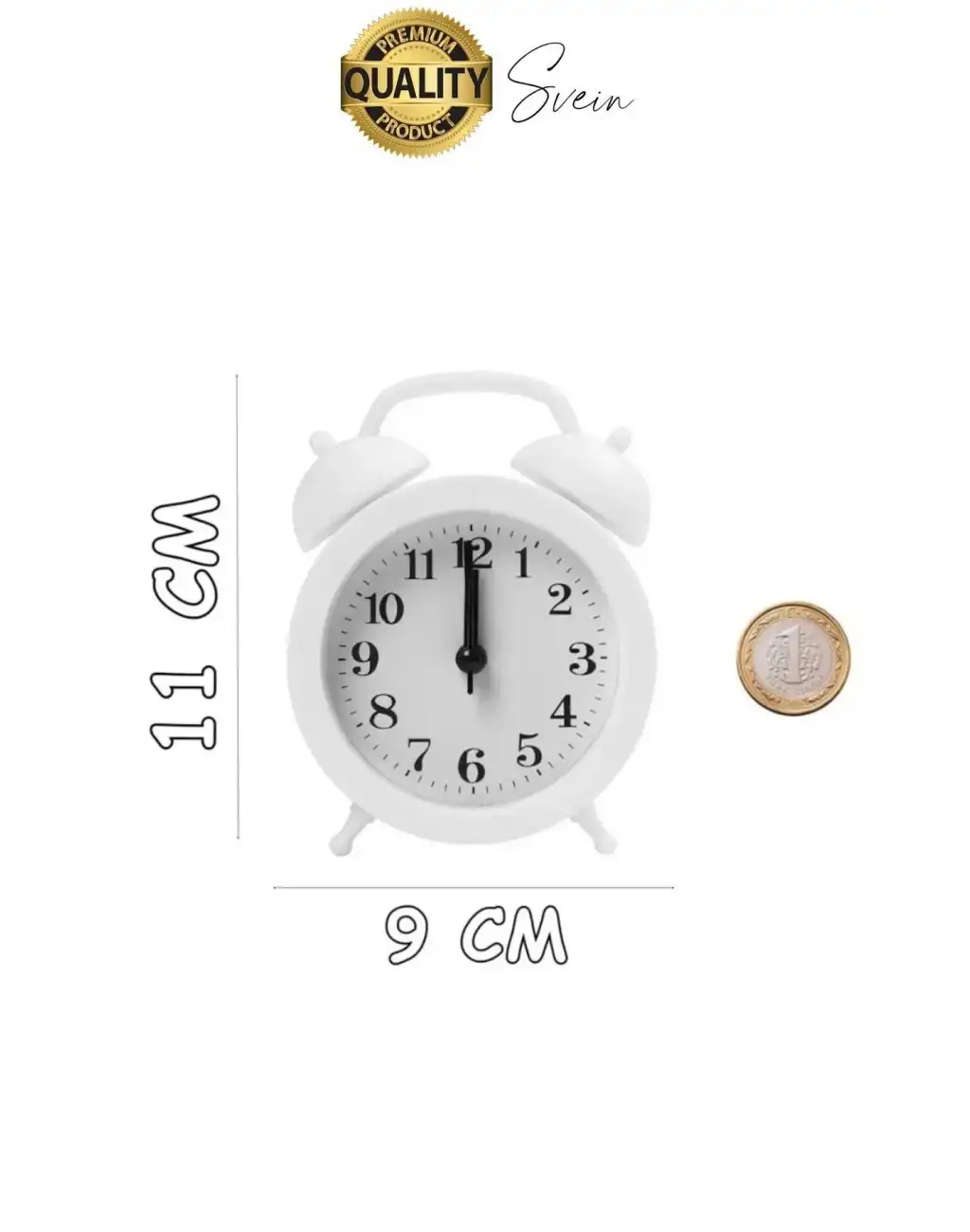 Sessiz Çalışan Yüksek Sesli Alarmlı Retro Tasarım Analog Masaüstü Çanlı Mini Çalar Saat Başucu 11 cm