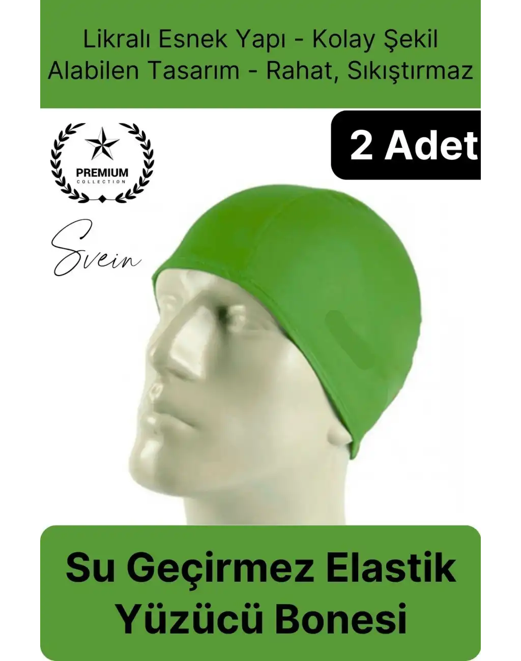 2li Her Saça Uygun Su Geçirmez Bez Bone Likralı Yüzücü Deniz Havuz Elastik Unisex Kulak Korumalı