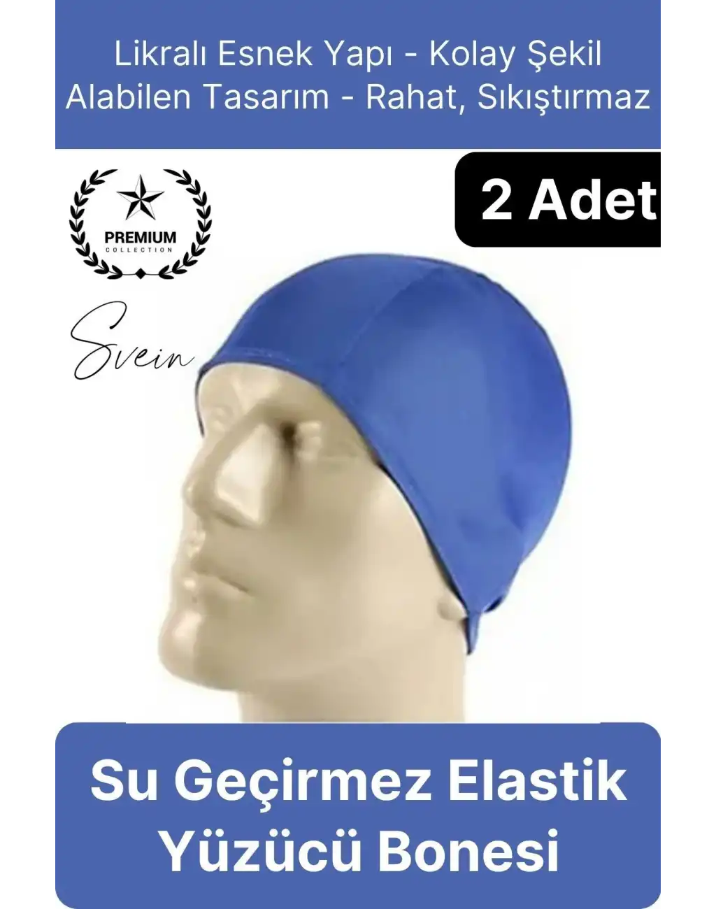 2li Her Saça Uygun Su Geçirmez Bez Bone Likralı Yüzücü Deniz Havuz Elastik Unisex Kulak Korumalı