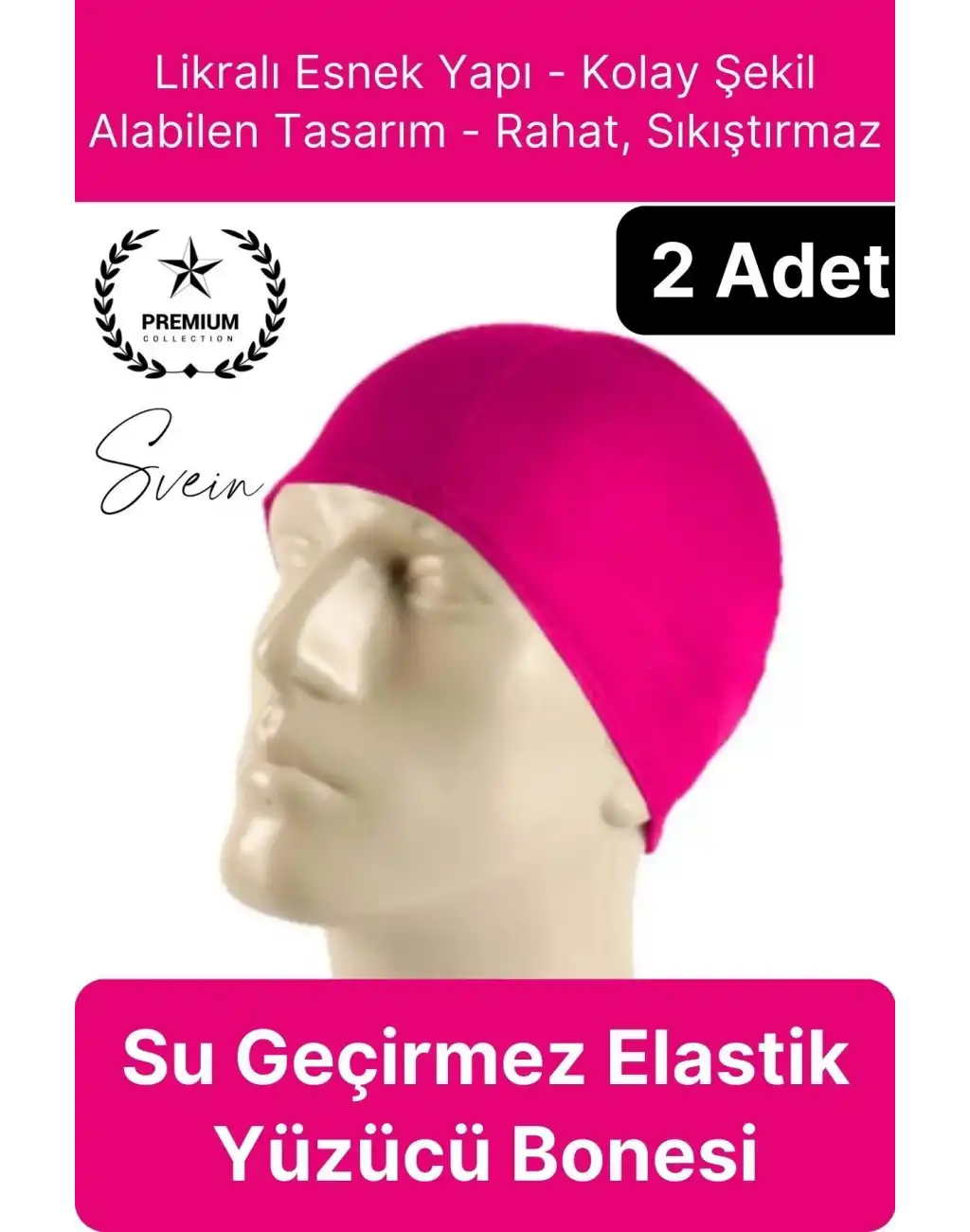2li Her Saça Uygun Su Geçirmez Bez Bone Likralı Yüzücü Deniz Havuz Elastik Unisex Kulak Korumalı