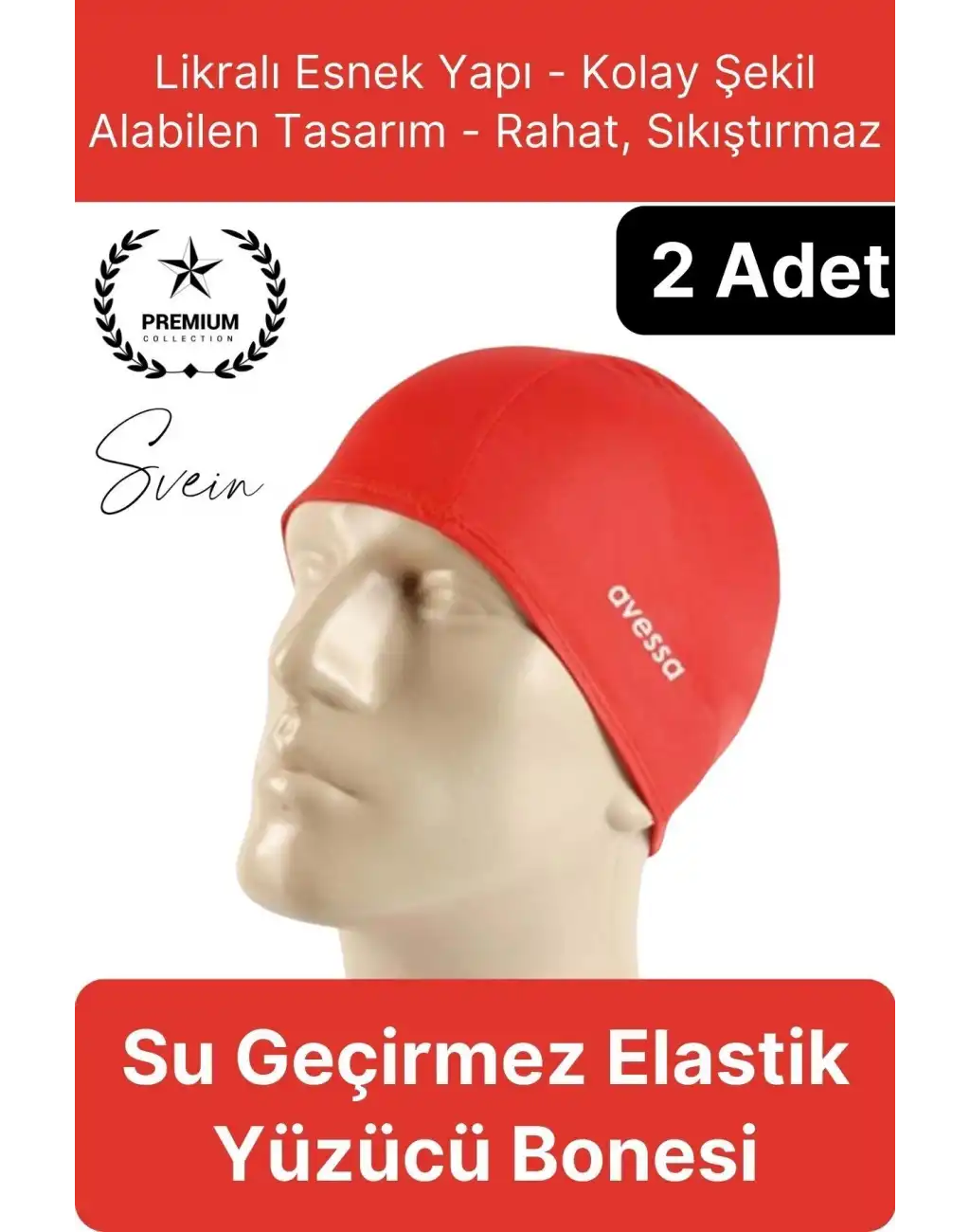 2li Her Saça Uygun Su Geçirmez Bez Bone Likralı Yüzücü Deniz Havuz Elastik Unisex Kulak Korumalı