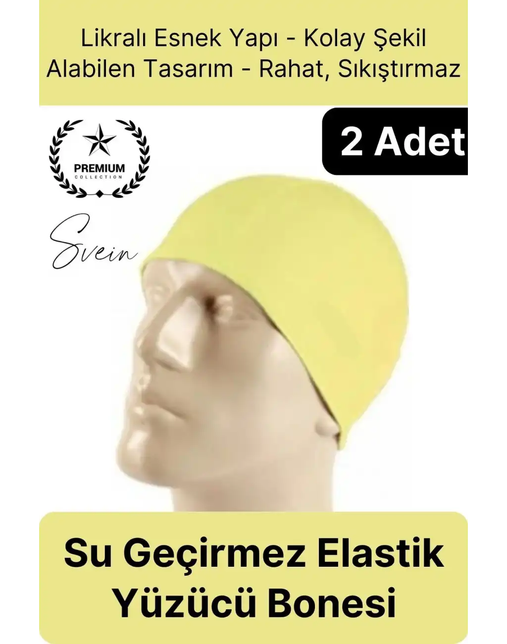 2li Her Saça Uygun Su Geçirmez Bez Bone Likralı Yüzücü Deniz Havuz Elastik Unisex Kulak Korumalı