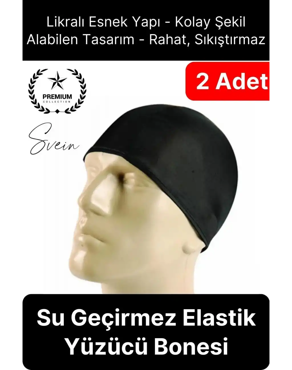 2li Her Saça Uygun Su Geçirmez Bez Bone Likralı Yüzücü Deniz Havuz Elastik Unisex Kulak Korumalı