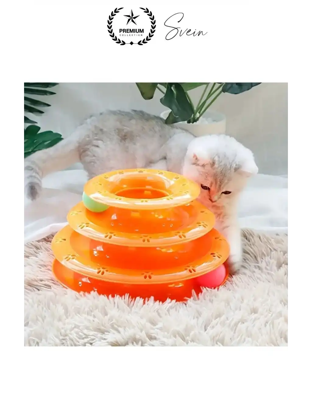 3 Katlı 3 Toplu Kedi Oyuncağı Yuvarlak Eğlence Dönen Hareketli ABS Plastik Çıngıraklı Zeka Gelişim