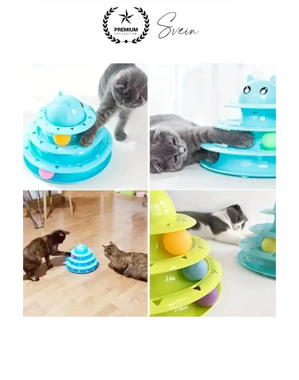 3 Katlı 3 Toplu Kedi Oyuncağı Yuvarlak Eğlence Dönen Hareketli ABS Plastik Çıngıraklı Zeka Gelişim