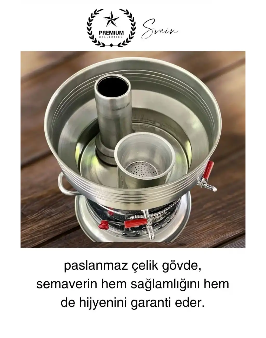 Premium Çift Musluklu 10 lt Kömürlü Kamp Piknik İçin Çok Amaçlı Odunlu Çay Semaveri Paslanmaz Çelik