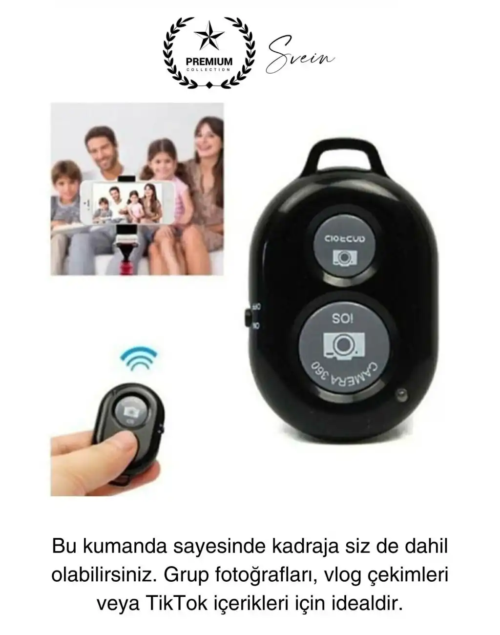 Bluetooth Kablosuz Uzaktan Kumanda İOS Android Uyumlu Selfie Fotoğraf Video Çekme Remote Shutter