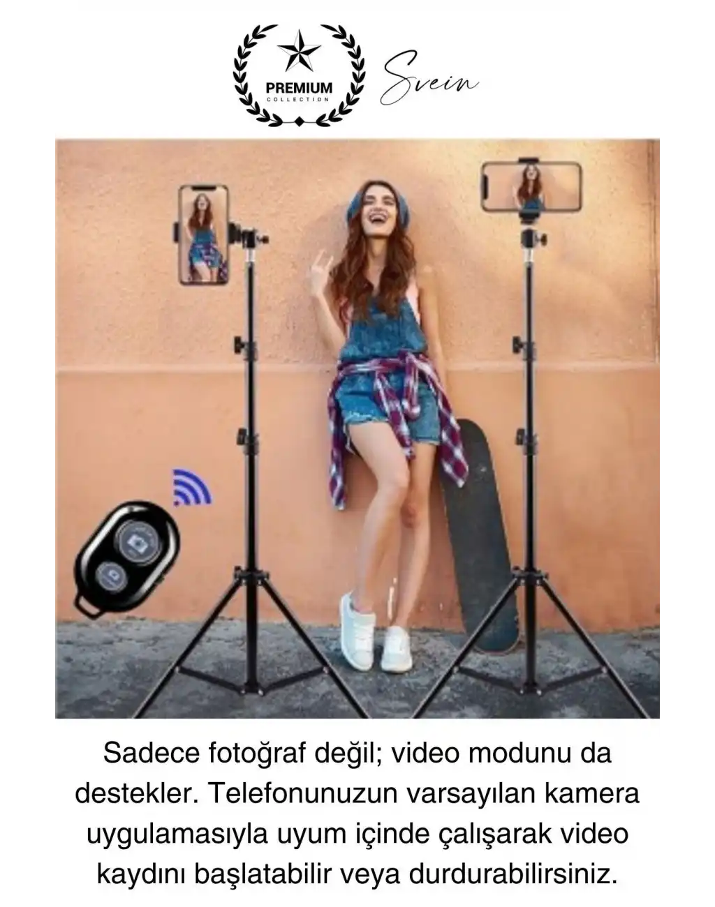 Bluetooth Kablosuz Uzaktan Kumanda İOS Android Uyumlu Selfie Fotoğraf Video Çekme Remote Shutter