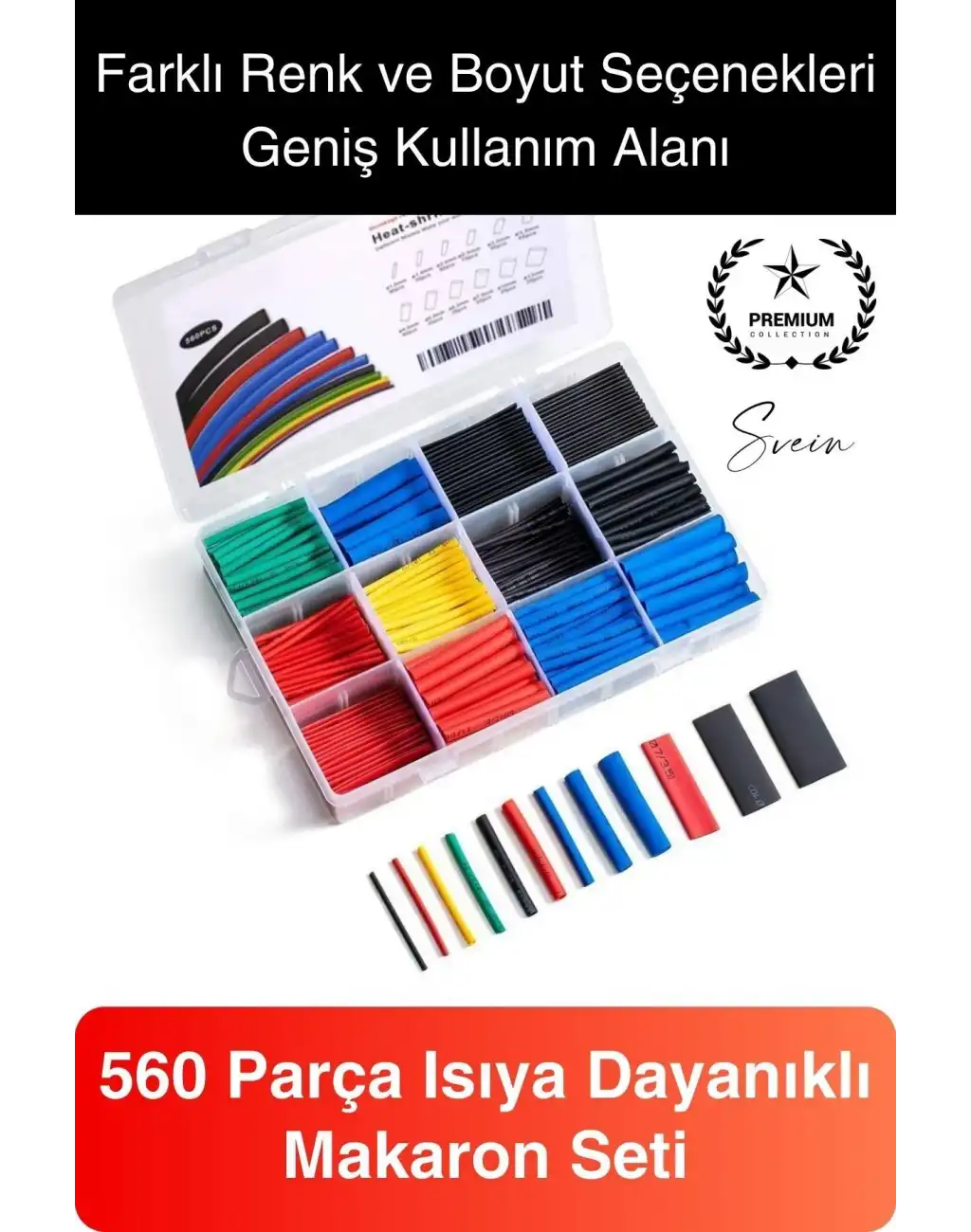 560 Parça Makaron Seti Kutulu Kablo Birleştirme Koruyucu Yalıtım Sıcaklıkla Daralan Tamirat Kaplama