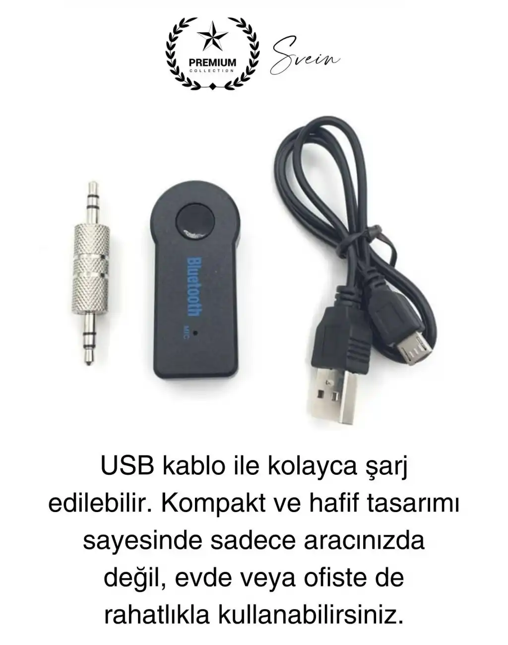 Şarjlı Blutooth Aux Araç Kiti Müzik Ses Alıcı Adaptörü 3.5mm Jak Tv Telefon Kablosuz Bağlantı
