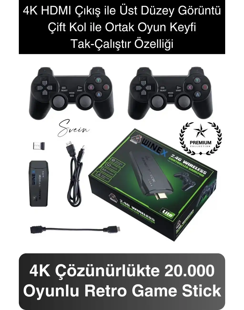 20000 Oyunlu 4K Tak Çalıştır 2.4g Uyumlu HDMI Kablosuz Çift Kol Konsol Game Stick Retro Atari