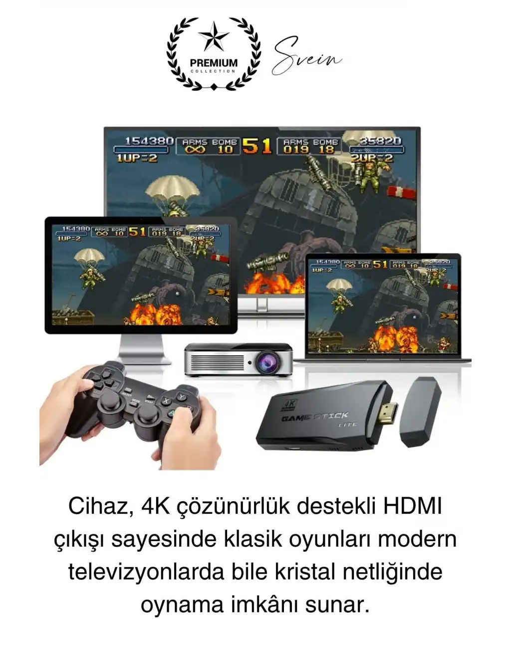 20000 Oyunlu 4K Tak Çalıştır 2.4g Uyumlu HDMI Kablosuz Çift Kol Konsol Game Stick Retro Atari