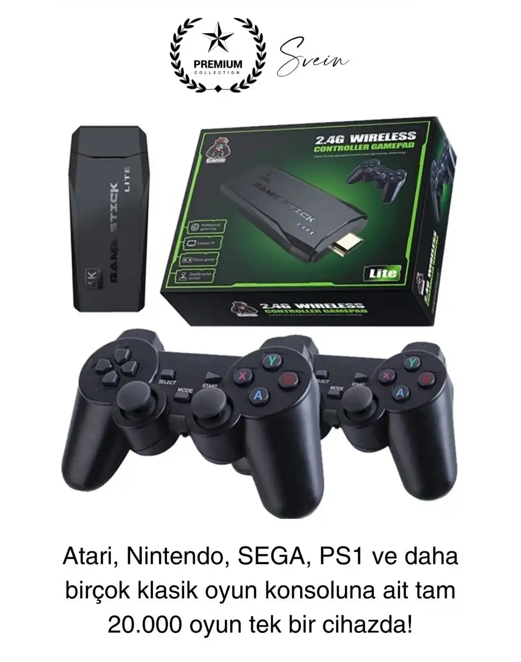 20000 Oyunlu 4K Tak Çalıştır 2.4g Uyumlu HDMI Kablosuz Çift Kol Konsol Game Stick Retro Atari