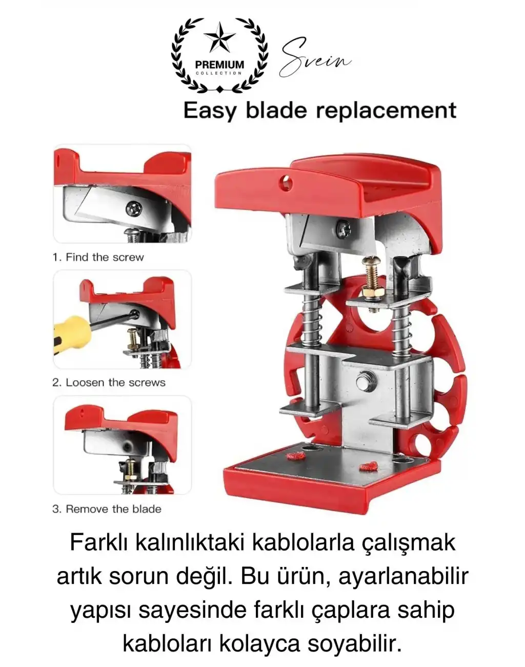 Premium Kompakt Tel Kablo Soyucu Sıyırıcı Cep Boyunda Elde Pratik Döner Koaksiyel Hafif Taşınabilir