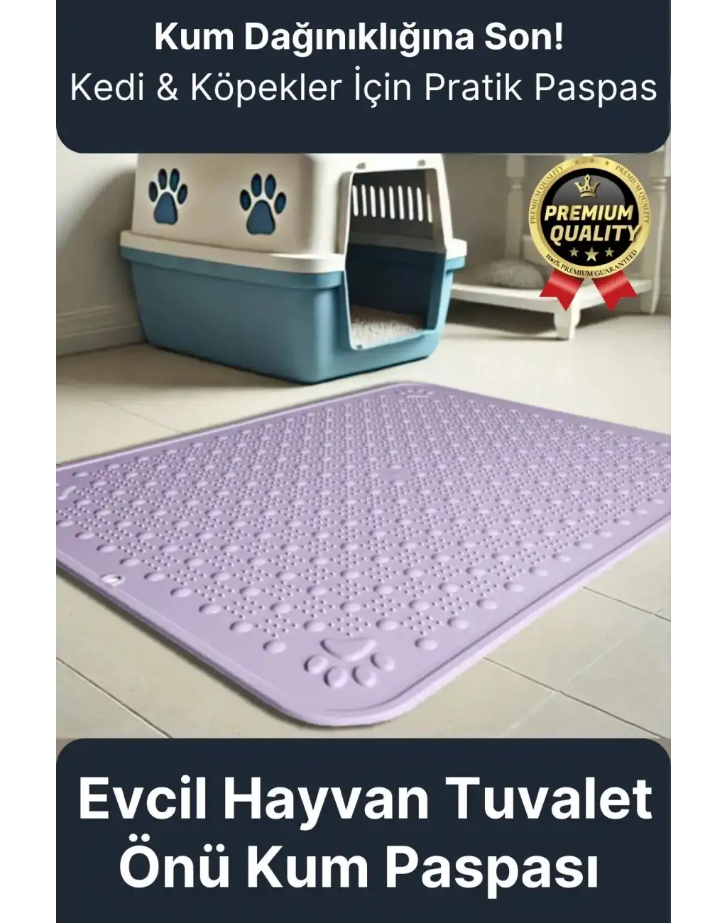 Premium Silinebilir Yıkanabilir Dayanıklı Kedi Köpek Evcil Hayvan Tuvalet Önü Mama Kabı Kum Paspası