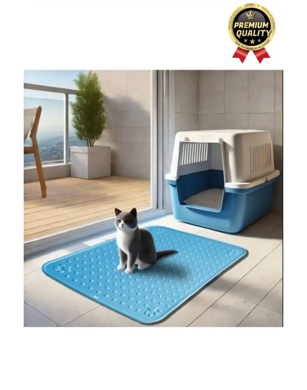 Premium Silinebilir Yıkanabilir Dayanıklı Kedi Köpek Evcil Hayvan Tuvalet Önü Mama Kabı Kum Paspası