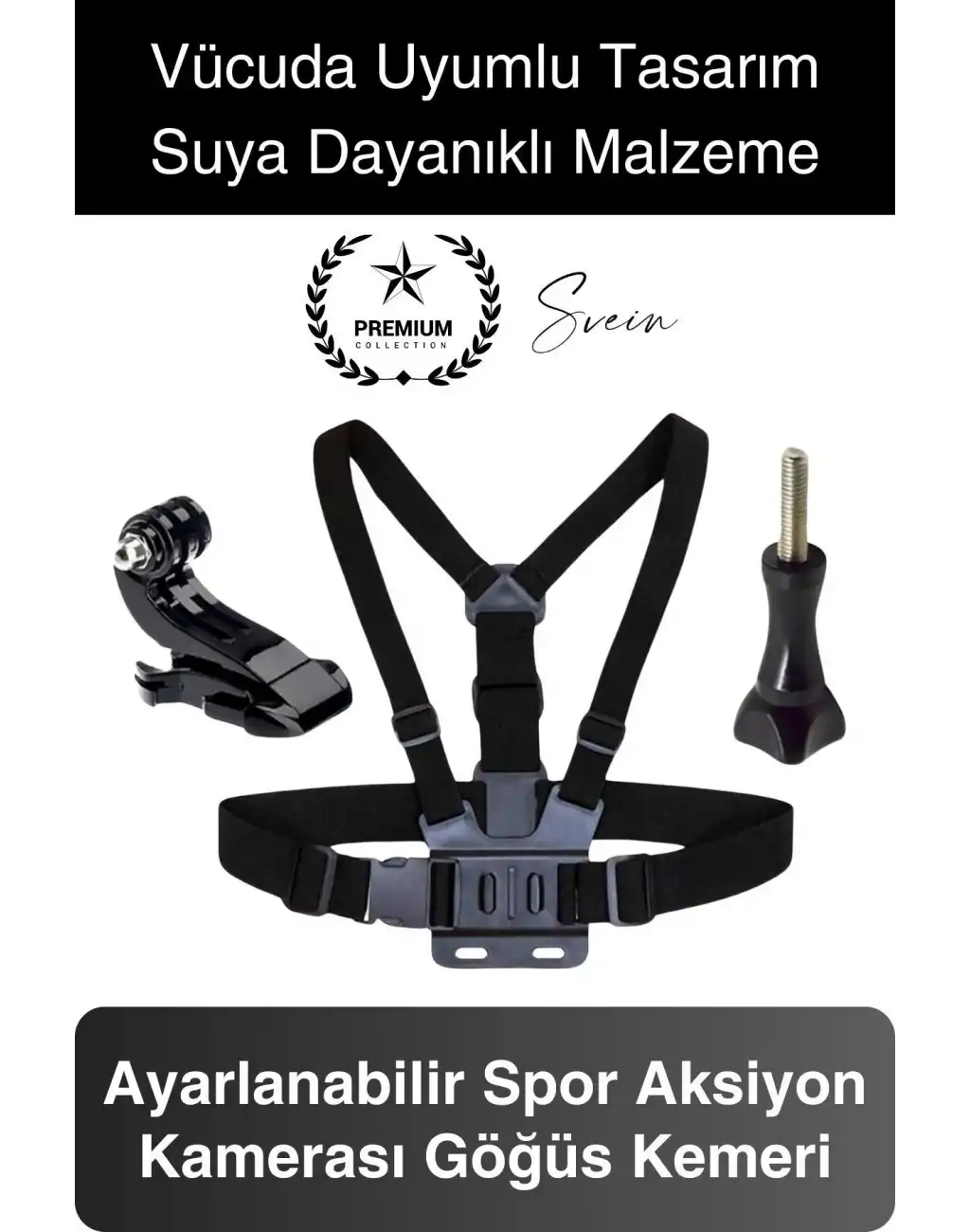 Premium Ayarlanabilir Göğüse Sabitlenen Spor Aksiyon Kamerası Kemeri Video Görüntü Çekim Ekipmanı