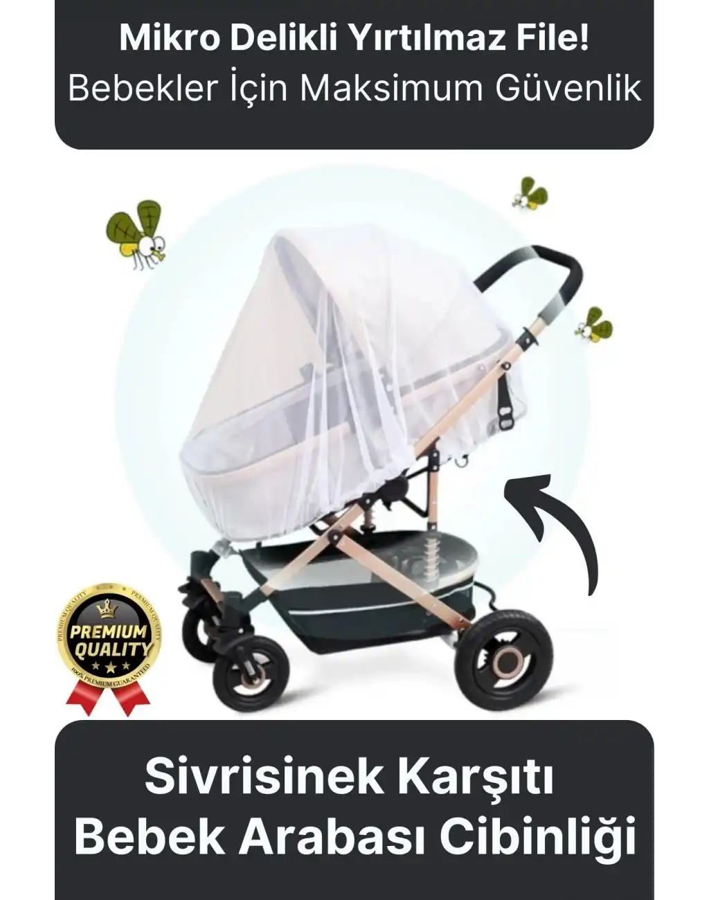 Dayanıklı Yırtılmaz Yıkanabilir Böcek Sinek Örümcek Sivrisinek Karşı Koruma Bebek Arabası Cibinliği