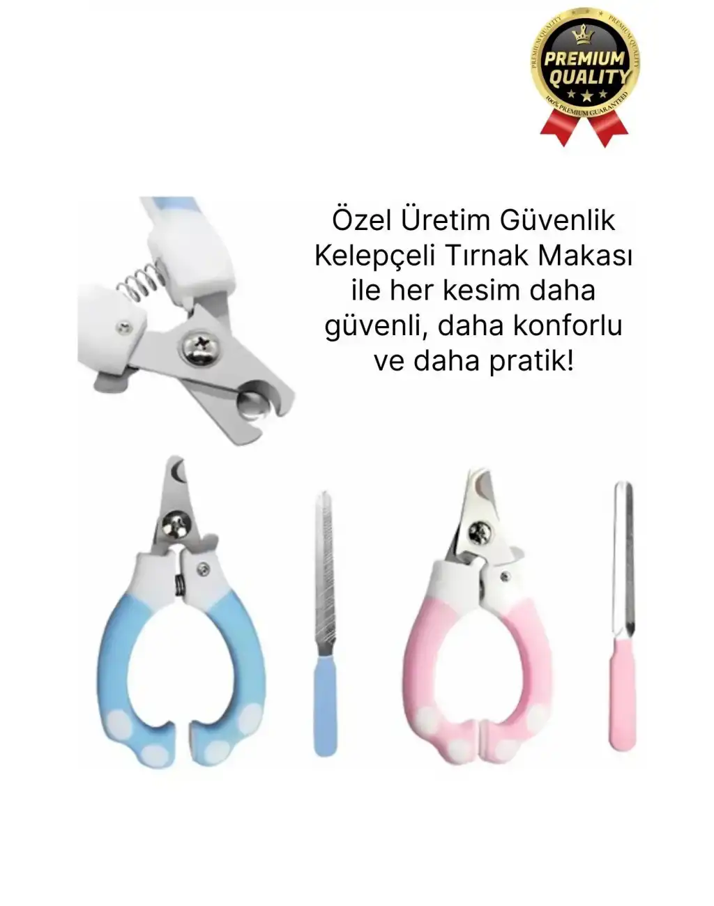 Premium Çelik Uçlu Güvenlik Kelepçeli Kilitli Kedi Köpek Evcil Hayvan Tırnak Makası Ve Törpü Seti