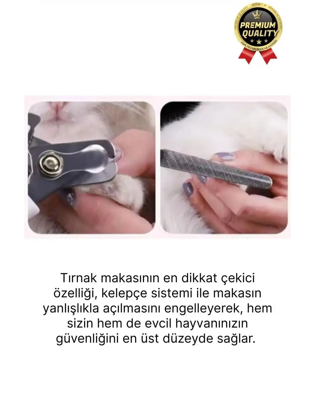 Premium Çelik Uçlu Güvenlik Kelepçeli Kilitli Kedi Köpek Evcil Hayvan Tırnak Makası Ve Törpü Seti