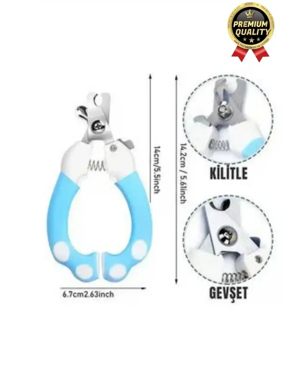 Premium Çelik Uçlu Güvenlik Kelepçeli Kilitli Kedi Köpek Evcil Hayvan Tırnak Makası Ve Törpü Seti