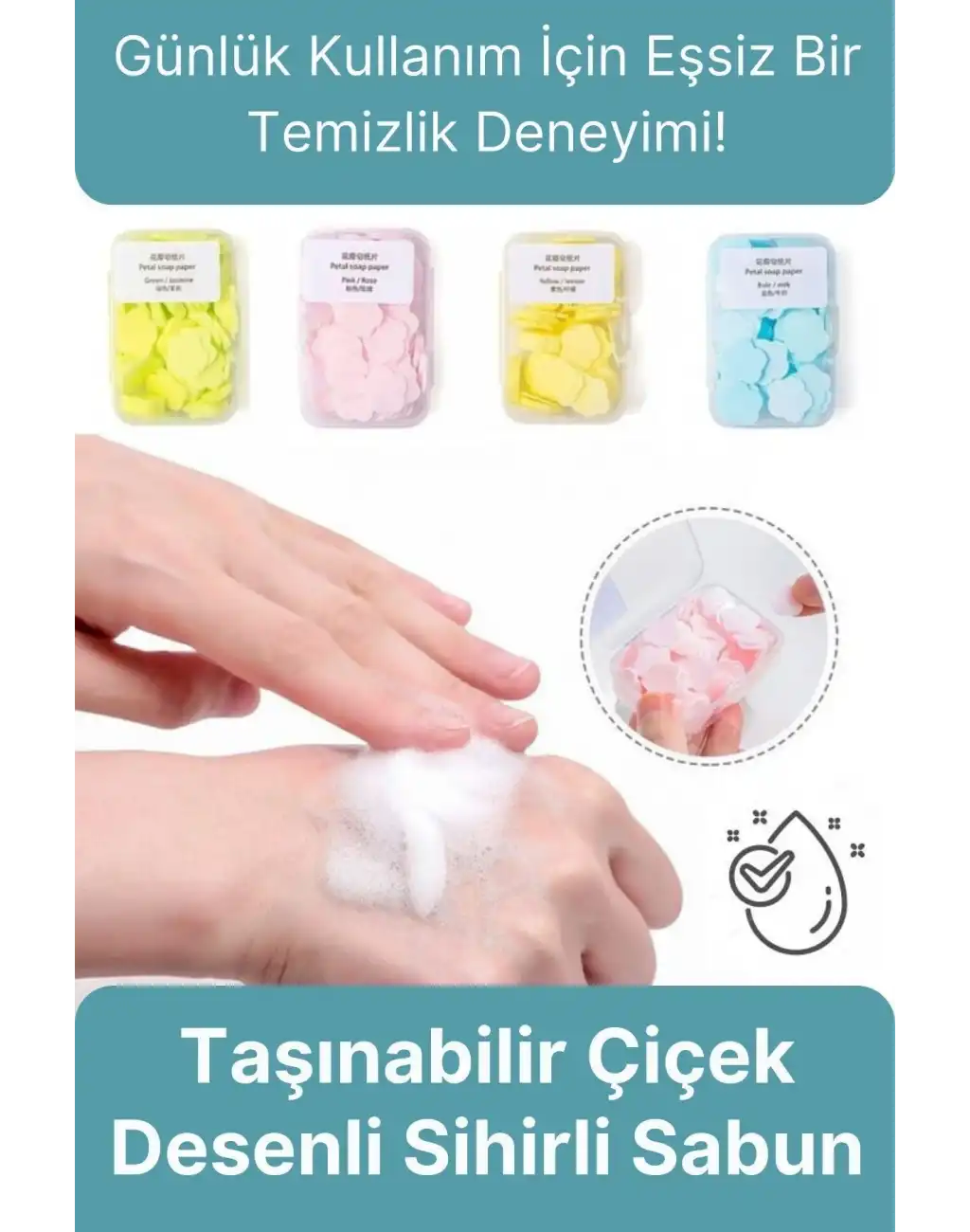 Mini Pratik Taşınabilir Dış Mekan Tuvalet Kullanımı Çeşitli Kokulu Çiçek Desenli Sihirli Cep Sabunu