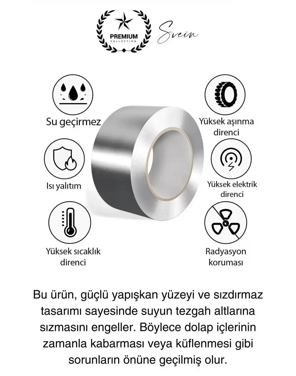 20 Mt Parlak Metalik Gri Tezgah Lavabo Kenar Bandı Sızdırmaz Isıya Dayanıklı Bant Su İzolasyon 3 Ad.