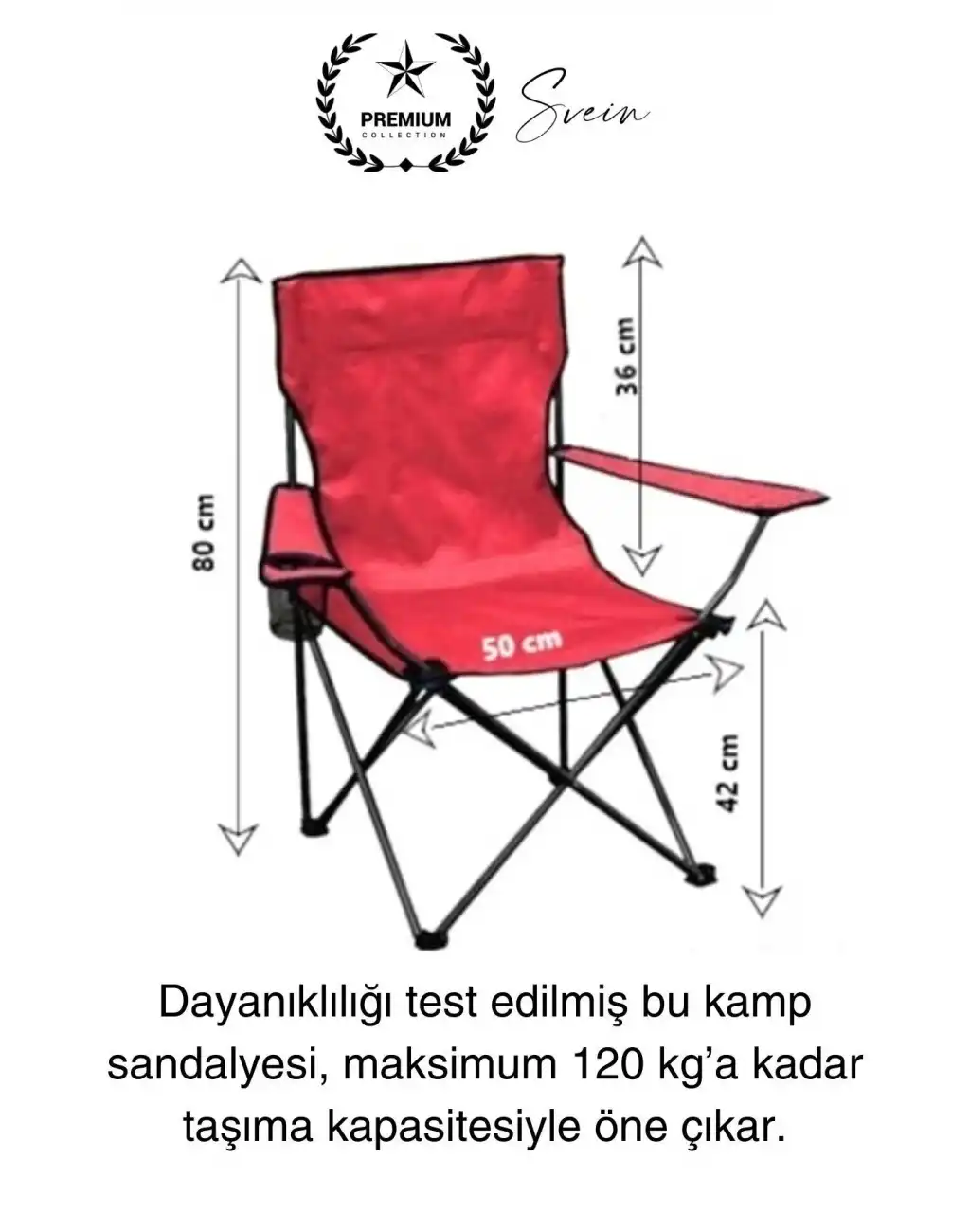 120 Kg Kapasiteli Su Geçirmez Kolay Silinebilir Katlanabilen Çantalı Askılı Kamp Piknik Sandalyesi