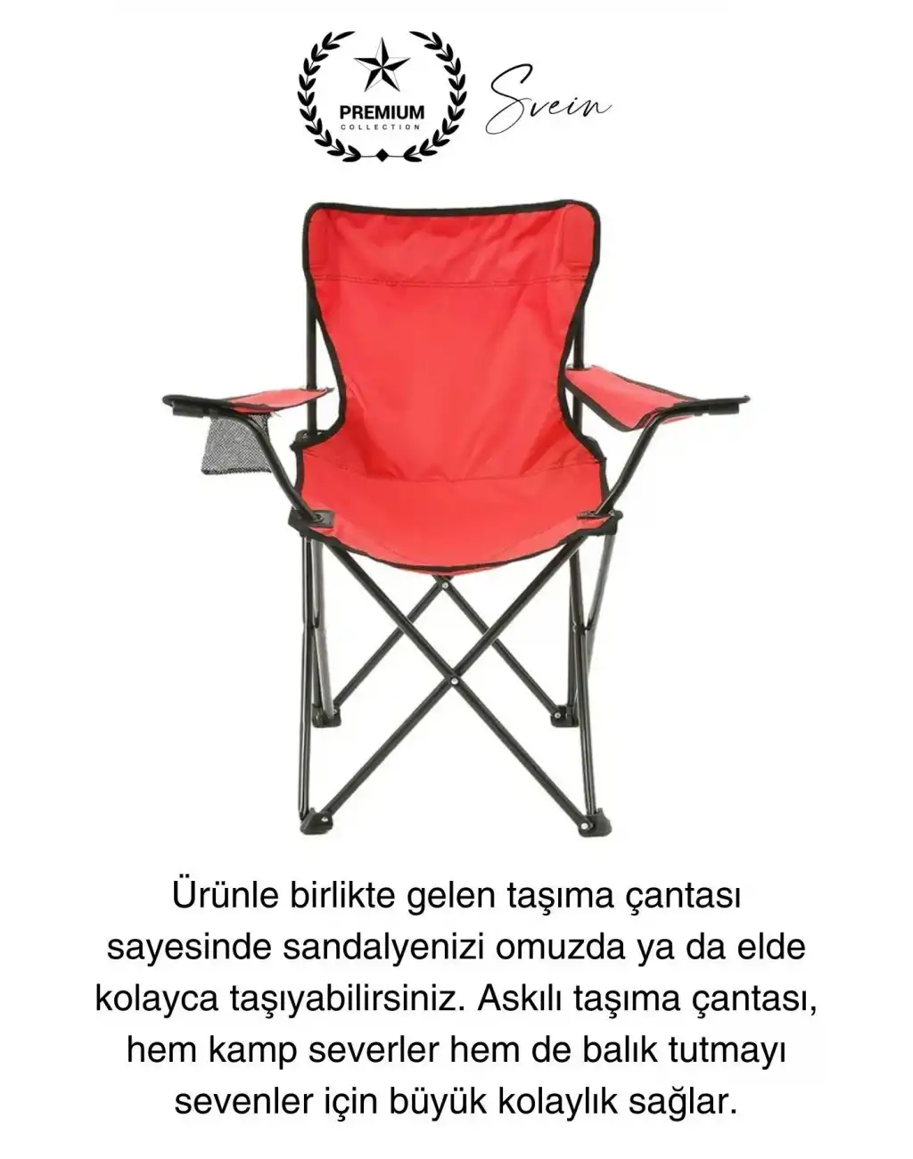 120 Kg Kapasiteli Su Geçirmez Kolay Silinebilir Katlanabilen Çantalı Askılı Kamp Piknik Sandalyesi