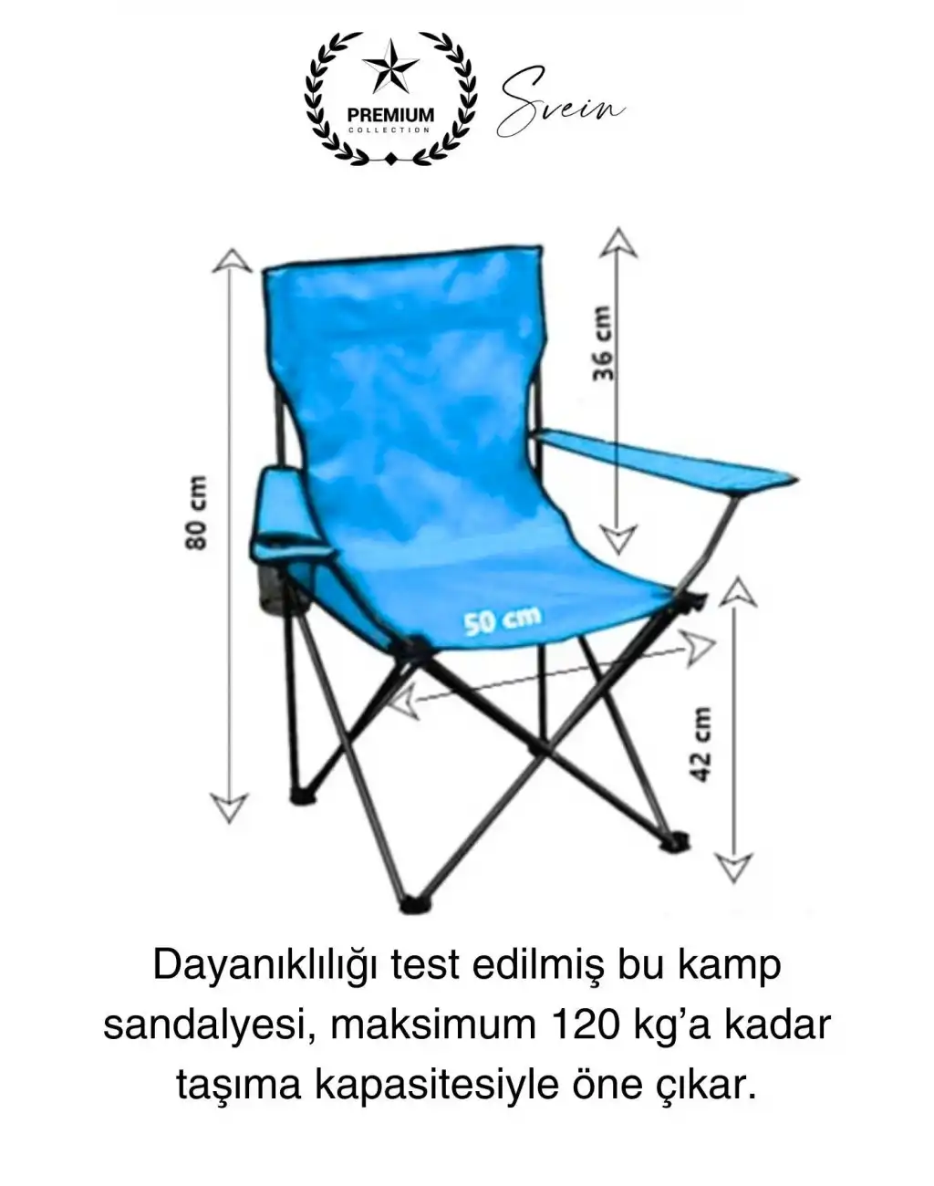 120 Kg Kapasiteli Su Geçirmez Kolay Silinebilir Katlanabilen Çantalı Askılı Kamp Piknik Sandalyesi