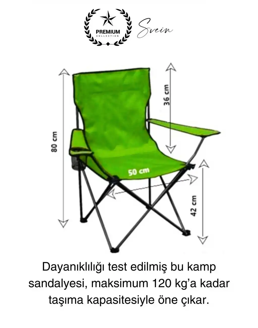 120 Kg Kapasiteli Su Geçirmez Kolay Silinebilir Katlanabilen Çantalı Askılı Kamp Piknik Sandalyesi