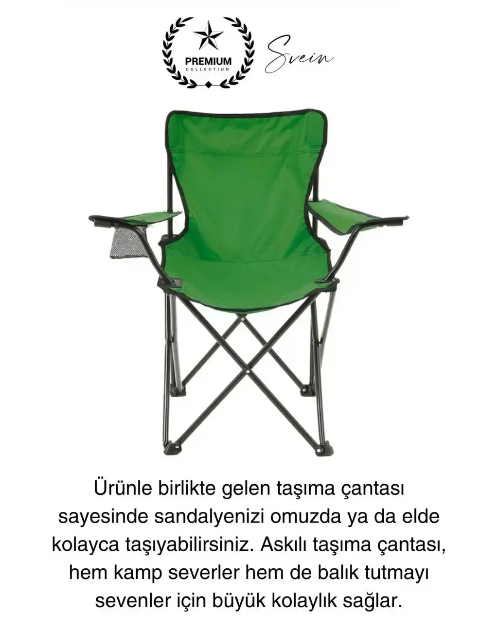 120 Kg Kapasiteli Su Geçirmez Kolay Silinebilir Katlanabilen Çantalı Askılı Kamp Piknik Sandalyesi