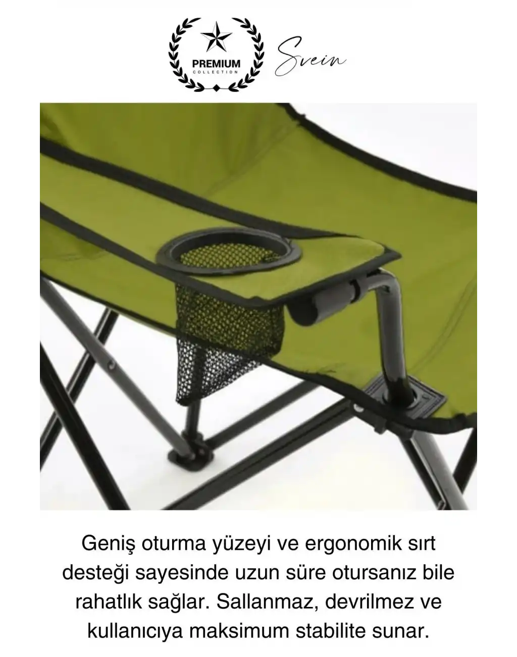 120 Kg Kapasiteli Su Geçirmez Kolay Silinebilir Katlanabilen Çantalı Askılı Kamp Piknik Sandalyesi