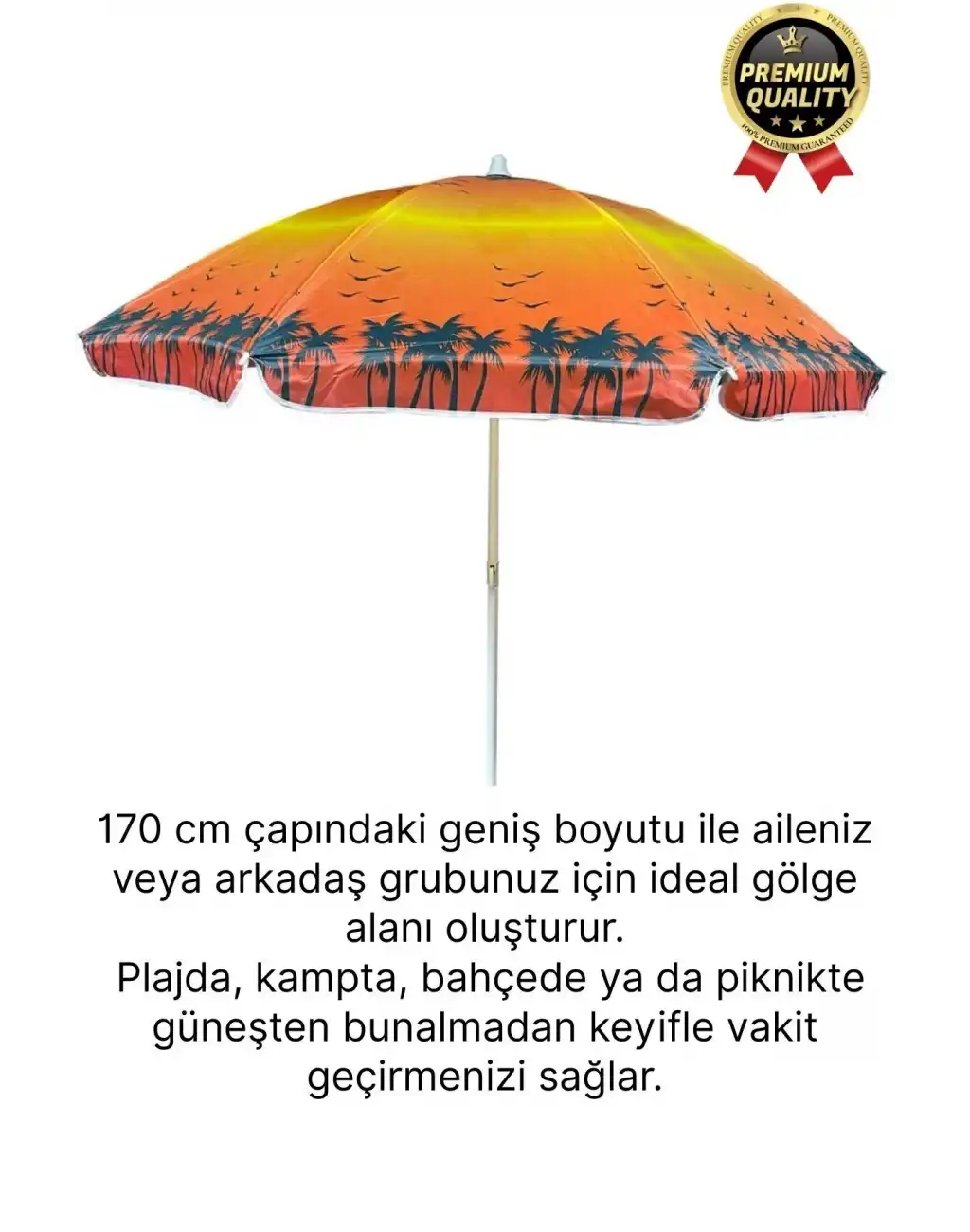 Dayanıklı Katlanabilir Fiber Tel Büyük Boy 170cm Deniz Bahçe Balkon Piknik Kamp Güneş Plaj Şemsiyesi