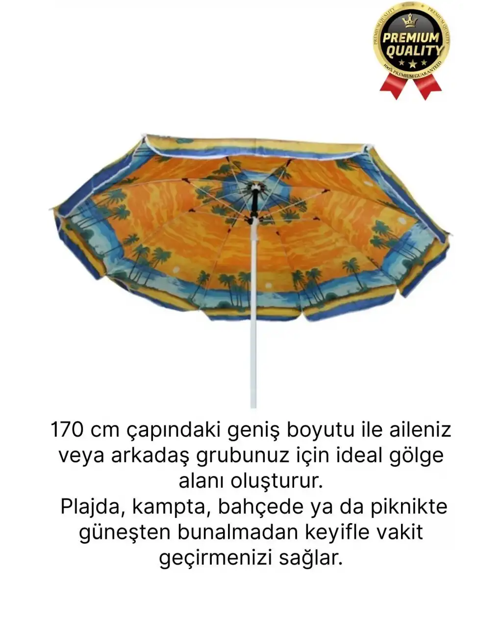 Dayanıklı Katlanabilir Fiber Tel Büyük Boy 170cm Deniz Bahçe Balkon Piknik Kamp Güneş Plaj Şemsiyesi