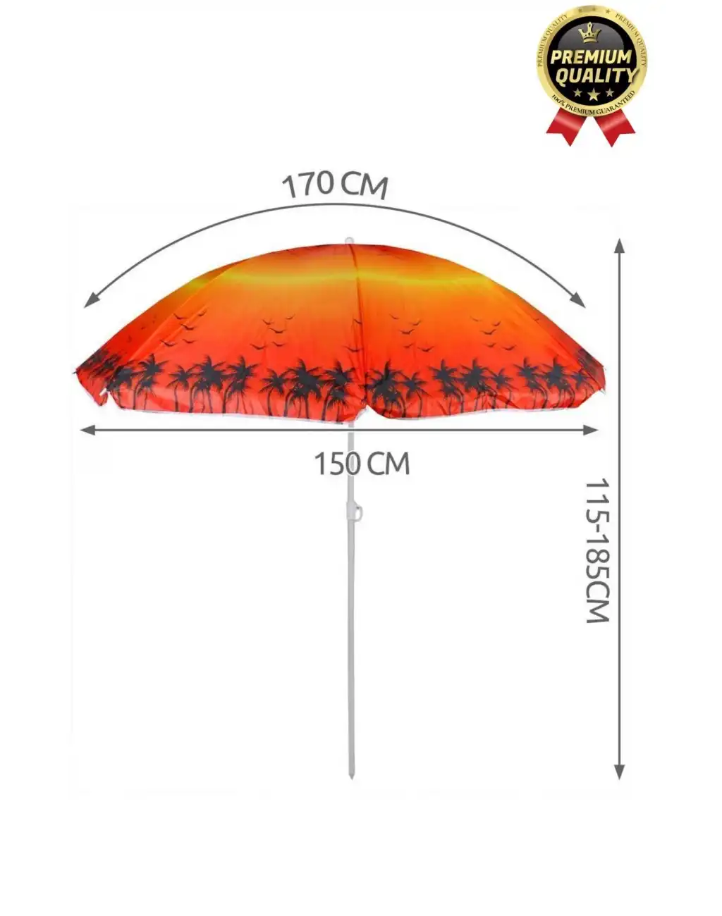 Dayanıklı Katlanabilir Fiber Tel Büyük Boy 170cm Deniz Bahçe Balkon Piknik Kamp Güneş Plaj Şemsiyesi