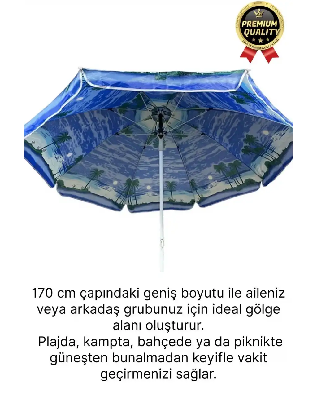 Dayanıklı Katlanabilir Fiber Tel Büyük Boy 170cm Deniz Bahçe Balkon Piknik Kamp Güneş Plaj Şemsiyesi