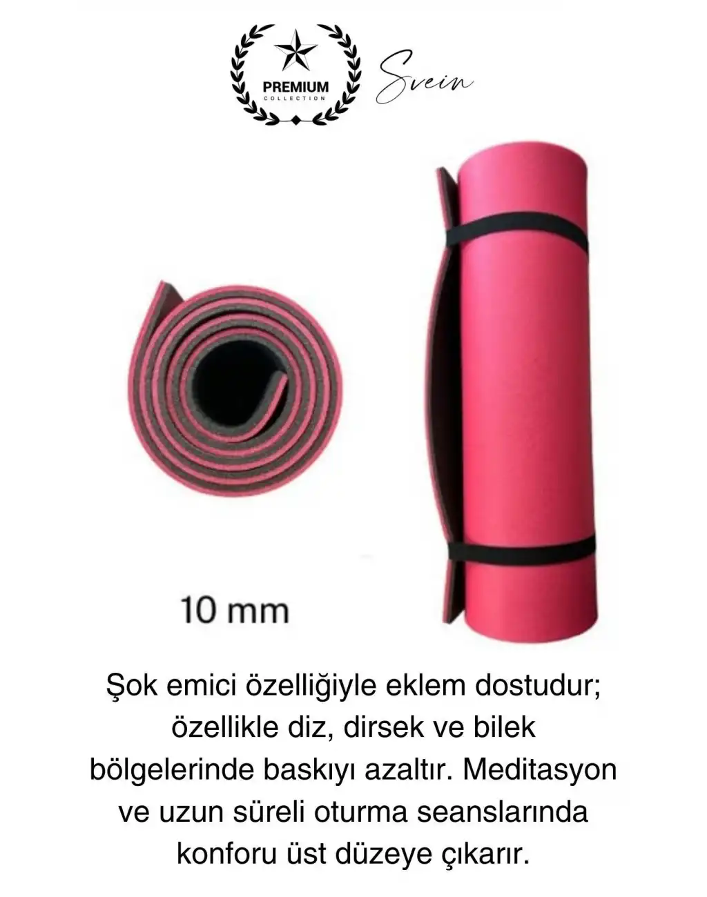 Premium 180 cm Çift Taraflı Kaymaz Yoga Meditasyon Minderi Taşıma Askılı Rahat Su Geçirmez Mat
