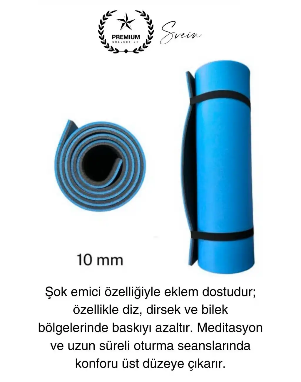 Premium 180 cm Çift Taraflı Kaymaz Yoga Meditasyon Minderi Taşıma Askılı Rahat Su Geçirmez Mat
