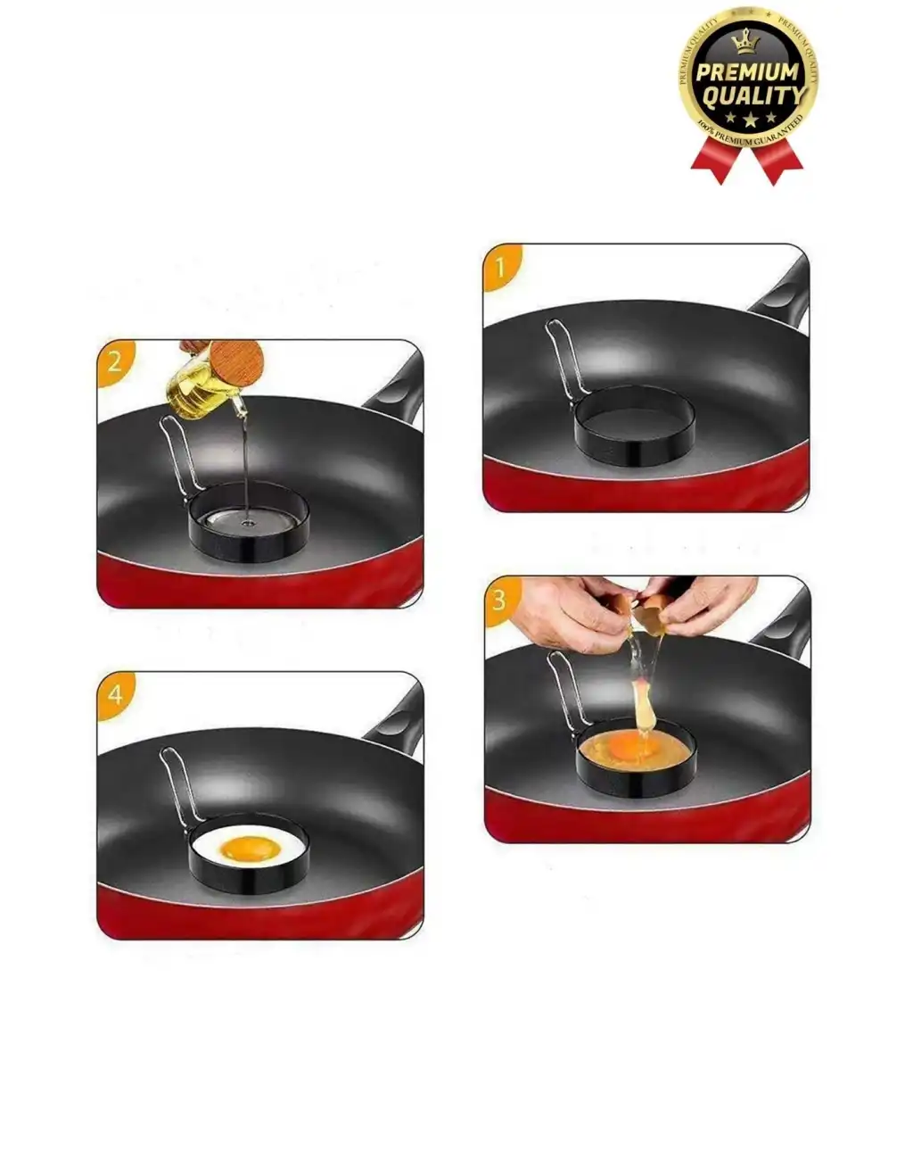 Premium Metal Yanmaz Yapışmaz Sunum Görsel Yumurta Krep Gözleme Şekillendirici Yuvarlak Omlet Kalıbı